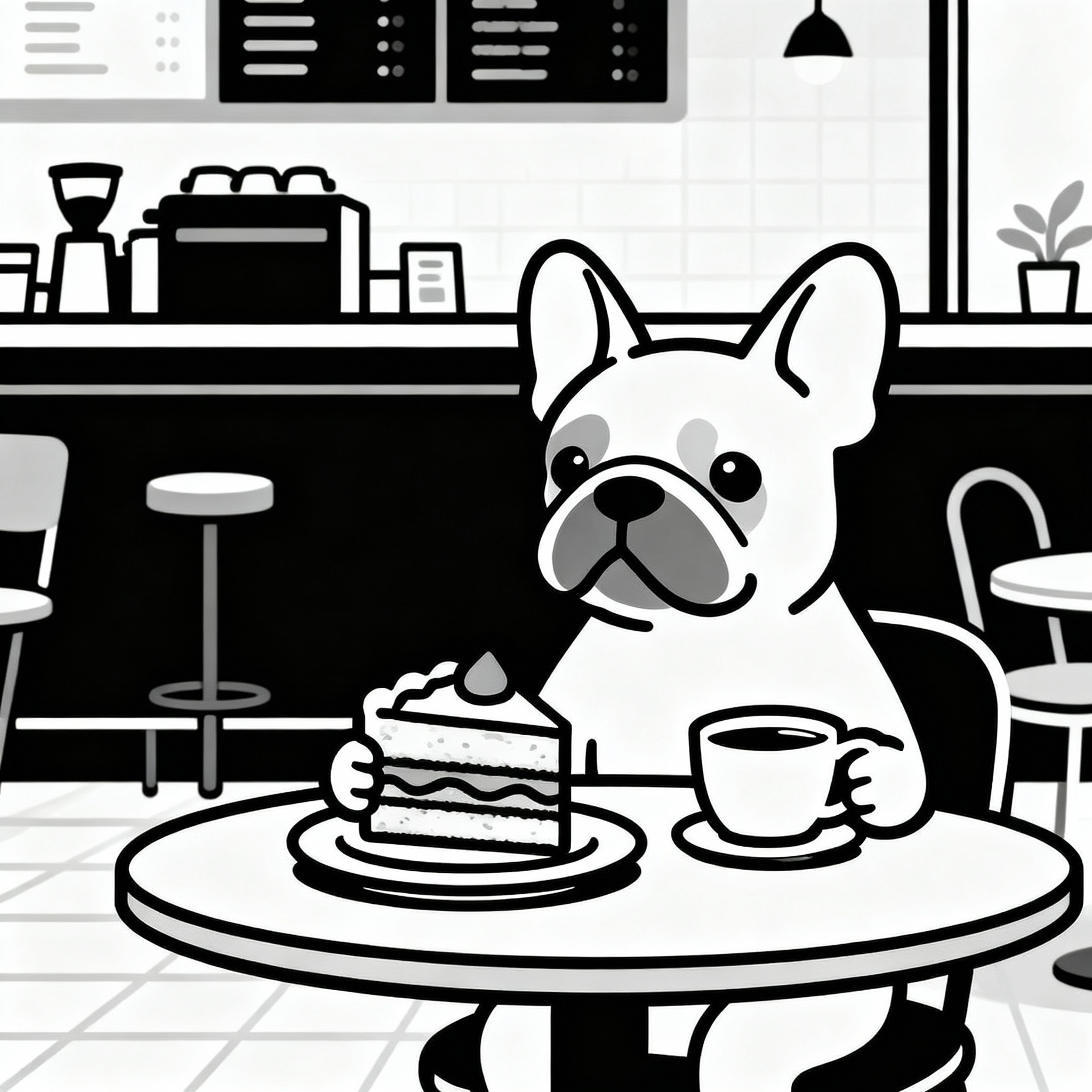 Bulldog au cafe